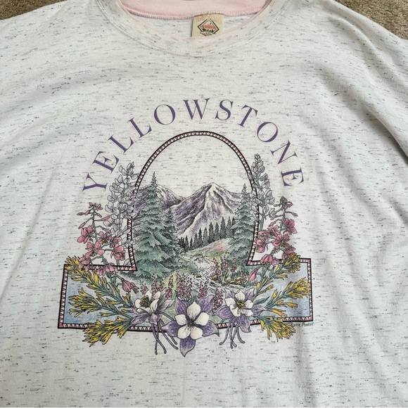 Vintage 90s Yellowstone T-Shirt Dress Sleep Pajama XXL Pink Gray Outdoor Graphic - Picture 4 of 10